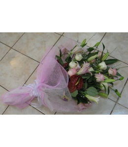 Flower Arrangement in White and Pink Color
