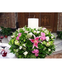 Στολισμός Λαμπάδας Γάμου με Ορχιδέα και Τριαντάφυλλα