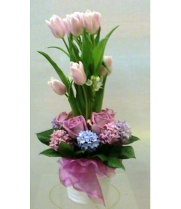 Flower Arrangements with Tulips and Roses