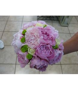 Bridal bouquet with peony and roses