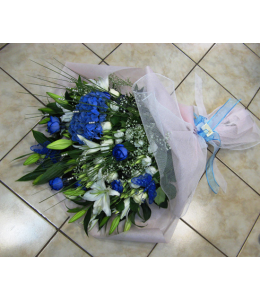 Particular bouquet on blue background