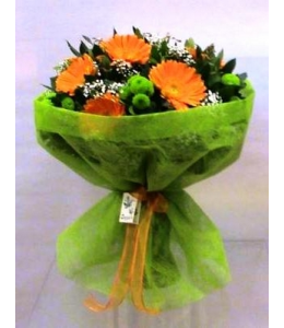 Μπουκέτο Λουλουδιών με Πορτοκαλί Ζέρμπερες
