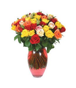Bouquet of roses in various colors