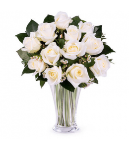 White roses in a vase.