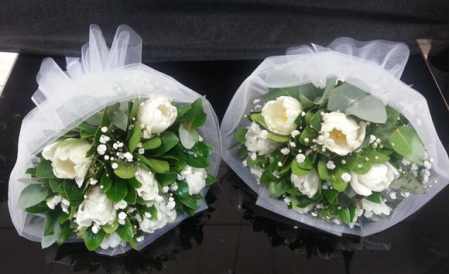 Bouquet with pure white tulips