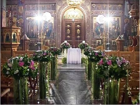 Wedding Decoration of the Church's Interior Aisle with Oriental