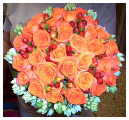 Wedding Bouquet with Orange Roses