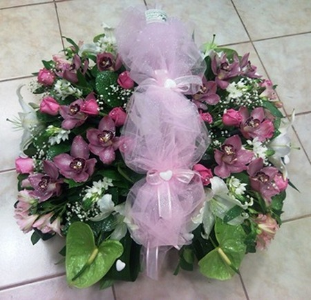 Flower Basket with Oriental and Orchid Cymbidium