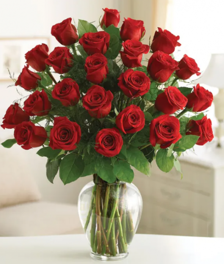 Arrangement in a vase with Red Roses.