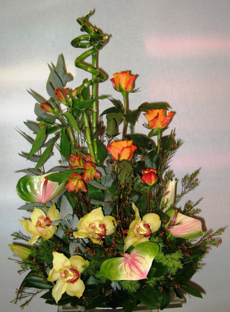 Flower arrangement with bamboo